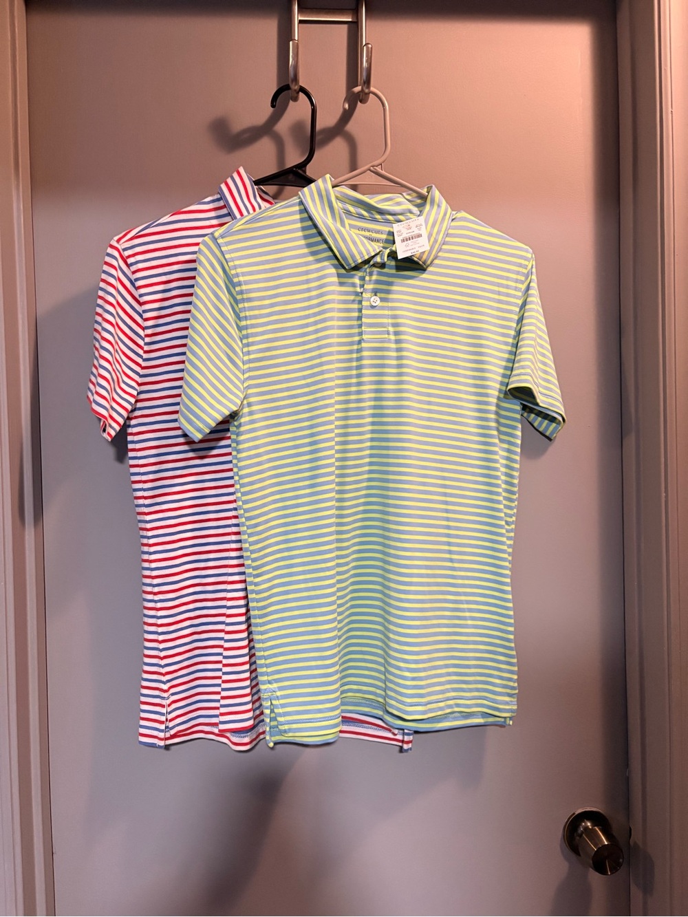 Crewcuts Boys Striped Polo in Light Green and White